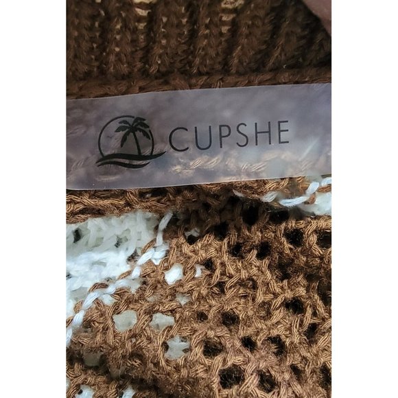 Cupshe Bohemian Striped V-neck Cape Sleeve Fringed Crochet Dress Beach Cover Up - Picture 6 of 10